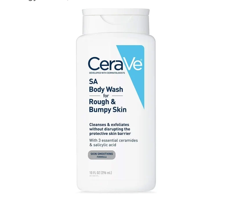 CeraVe Body Wash with Salicylic Acid, Fragrance Free Body Wash to Exfoliate Rough and Bumpy Skin, Allergy Tested (10 Oz)