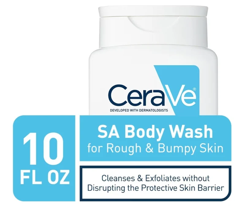 CeraVe Body Wash with Salicylic Acid, Fragrance Free Body Wash to Exfoliate Rough and Bumpy Skin, Allergy Tested (10 Oz)