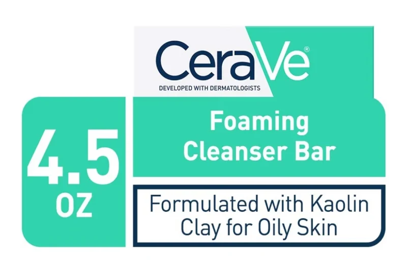 CeraVe Foaming Cleanser Bar, Soap-Free Body and Face Cleanser Bar for Oily Skin, Fragrance Free - 4.5 Oz (1)