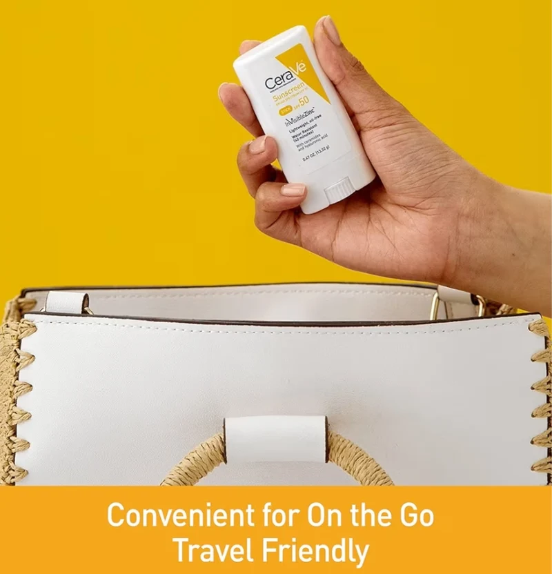 CeraVe Mineral Sunscreen Stick SPF 50, Broad Spectrum Hyaluronic Acid + Ceramides 100% Mineral Face Sunscreen Stick Oil Free