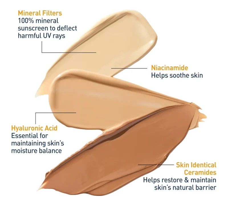 CeraVe Hydrating Mineral Sunscreen SPF 30 w/ Sheer Tint, w/ Zinc Oxide & Titanium Dioxide Light (1.7 Oz)