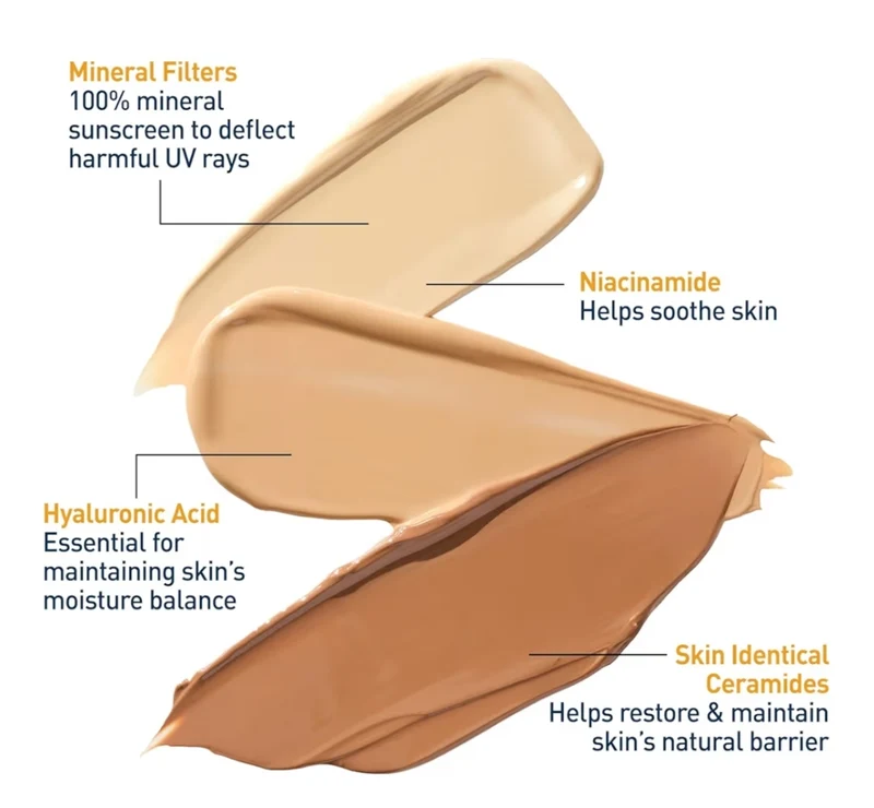 CeraVe Hydrating Mineral Sunscreen SPF 30 Tinted Mineral Sunscreen Blends Seamlessly For Healthy Glow, Medium (1.7 Fluid Oz)