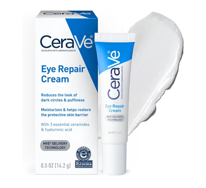 CeraVe Eye Repair Cream, Under Eye Cream Hyaluronic Acid + Niacinamide + Marine Botanical Complex, Oil Free