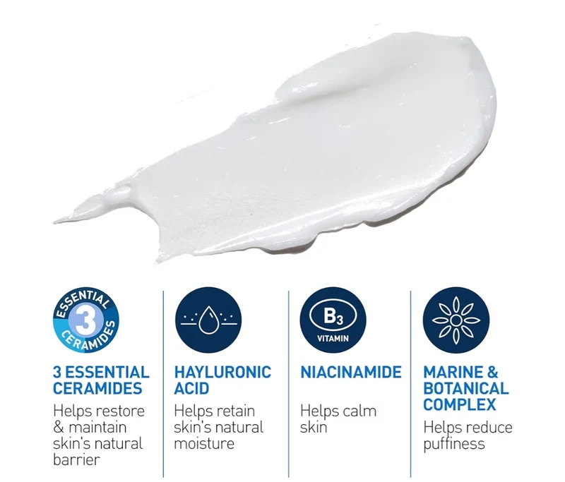 CeraVe Eye Repair Cream, Under Eye Cream Hyaluronic Acid + Niacinamide + Marine Botanical Complex, Oil Free