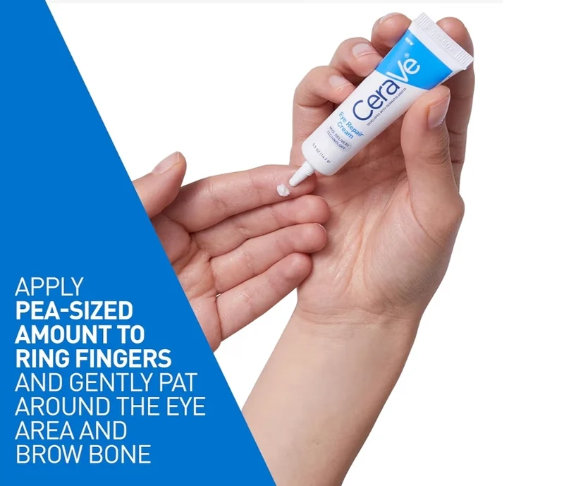 CeraVe Eye Repair Cream, Under Eye Cream Hyaluronic Acid + Niacinamide + Marine Botanical Complex, Oil Free