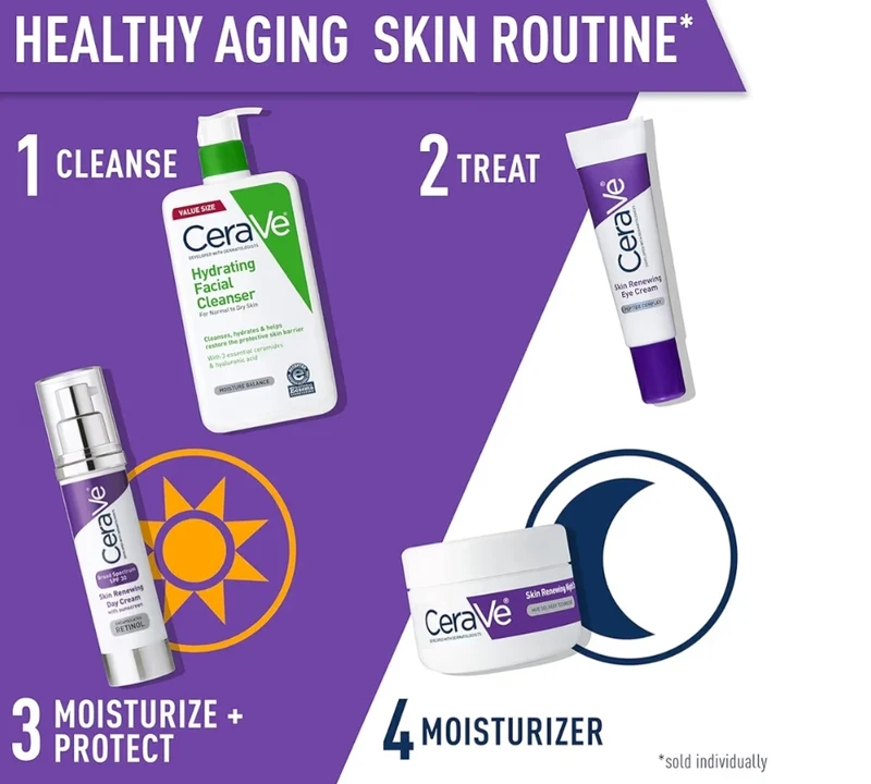 CeraVe Skin Renewing Eye Cream For Wrinkles w/ Peptides + Caffeine + Niacinamide, For Wrinkles & Crows Feet, Paraben Free