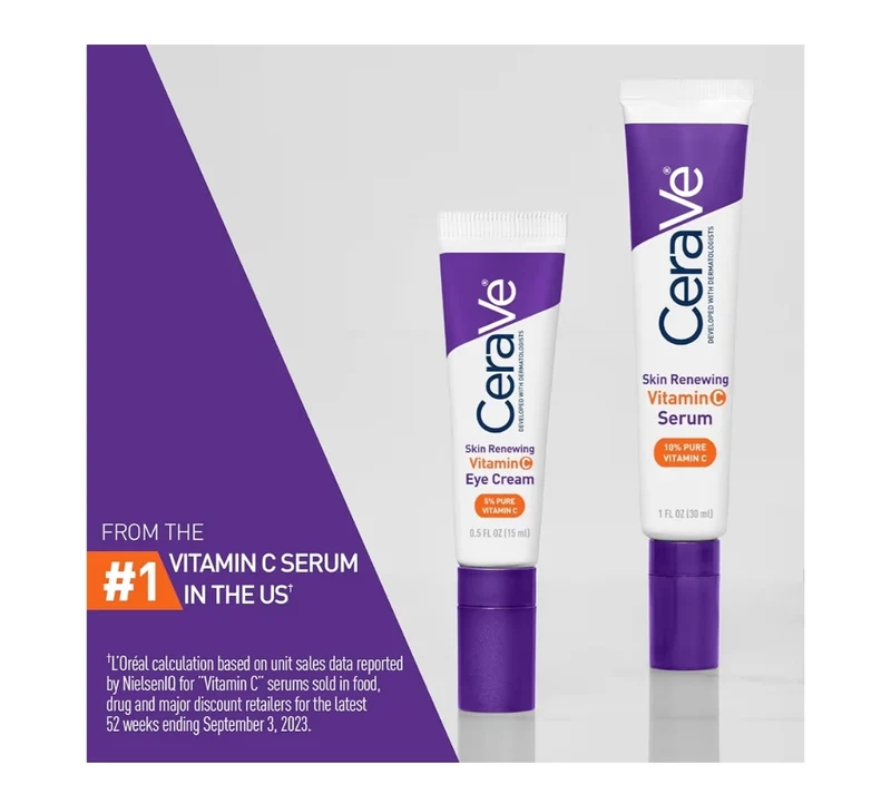 CeraVe Skin Renewing Vitamin C Eye Cream, Vitamin C, Hyaluronic Acid, Ceramides & Fragrance Free - (0.5 Fl. Oz)