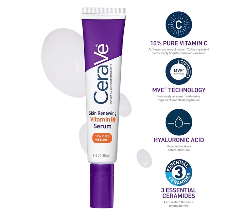 CeraVe Vitamin C Serum & Vitamin C Eye Cream Skin Care Set | Skin Brightening Serum w/ Hyaluronic Acid