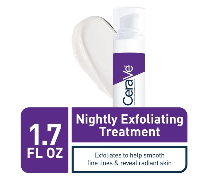 CeraVe Skin Renewing Nightly Exfoliating Treatment, Anti Aging Serum w/ 5% Glycolic Acid & Lactic Acid Exfoliating Gel (1.7 Oz)