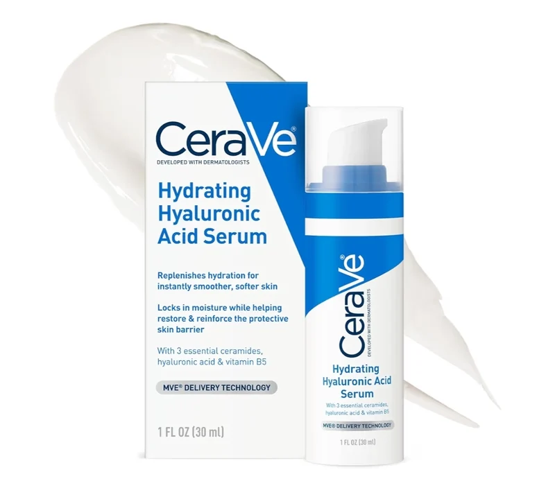 Cerave Hyaluronic Acid Serum w/ Vitamin B5 and Ceramides, Hydrating Face Serum for Dry Skin, Fragrance Free (1 Oz)
