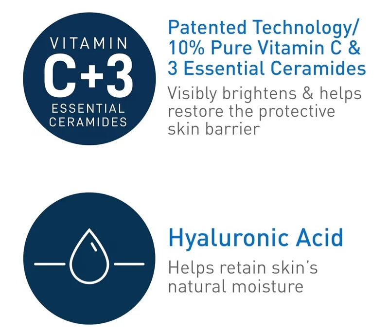 CeraVe Vitamin C Serum w/ Hyaluronic Acid, Skin Brightening Serum w/ 10% Pure Vitamin C, Fragrance Free - (1 Fl. Oz)