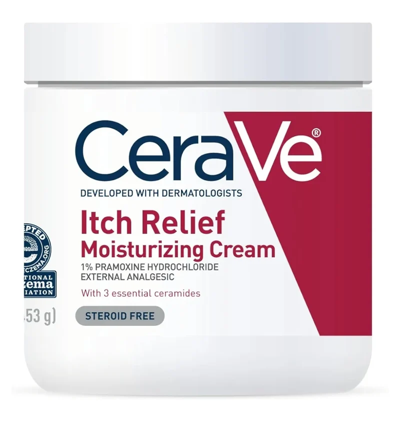 CeraVe Moisturizing Cream for Itch Relief, Anti Itch Cream w/ Pramoxine Hydrochloride, Relieves Itchy, Skin Irritations, Sunburn Relief (16 Oz)