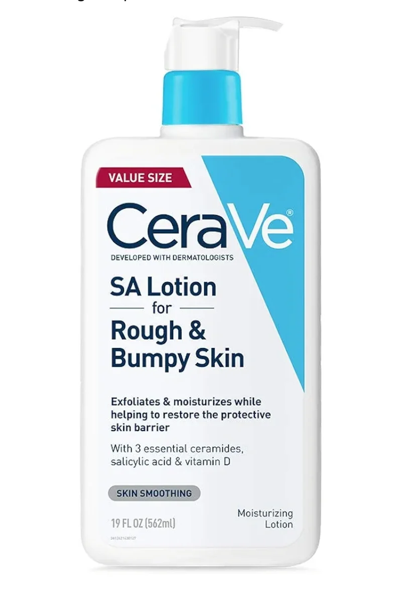 CeraVe SA Lotion for Rough & Bumpy Skin, Vitamin D, Hyaluronic Acid, Lactic Acid, Niacinamide & Salicylic Acid, Gentle Exfoliating (19 Oz)