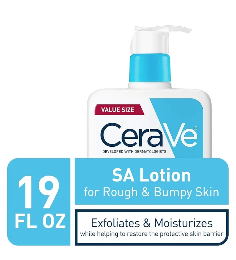 CeraVe SA Lotion for Rough & Bumpy Skin, Vitamin D, Hyaluronic Acid, Lactic Acid, Niacinamide & Salicylic Acid, Gentle Exfoliating (19 Oz)