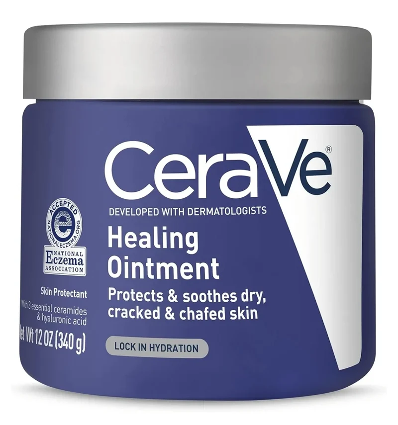 CeraVe Healing Ointment, Hydrating Skin Protectant w/ Petrolatum, Hyaluronic Acid & Ceramides Fragrance Free & Lanolin Free (12 Oz)