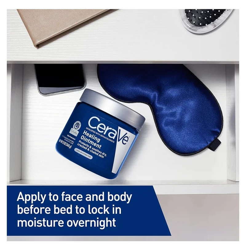 CeraVe Healing Ointment, Hydrating Skin Protectant w/ Petrolatum, Hyaluronic Acid & Ceramides Fragrance Free & Lanolin Free (12 Oz)
