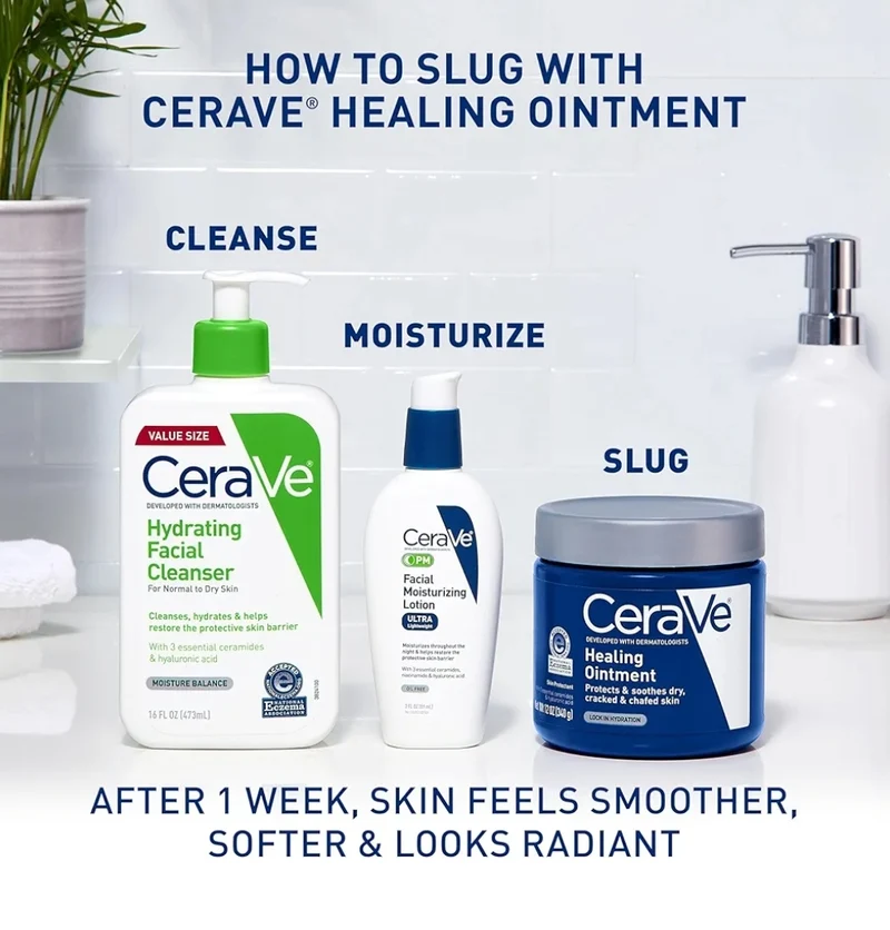 CeraVe Healing Ointment, Hydrating Skin Protectant w/ Petrolatum, Hyaluronic Acid & Ceramides Fragrance Free & Lanolin Free (12 Oz)