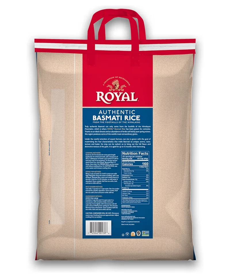 Royal - Naturally Aged Authentic Long Grain White Basmati Rice - 15 lbs