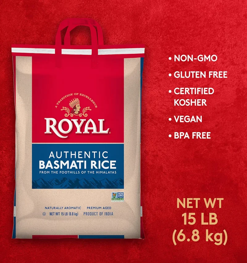 Royal - Naturally Aged Authentic Long Grain White Basmati Rice - 15 lbs