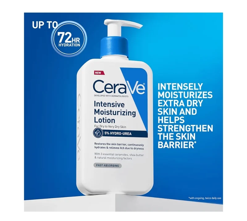 CeraVe Intensive Moisturizing Lotion, Hydro-Urea + Shea Butter, Body Lotion For Dry Skin, Relieves Signs Of Extra Dry Skin - 8oz