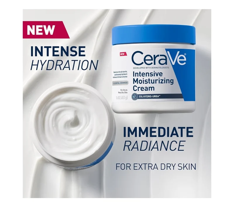 CeraVe Intensive Moisturizing Cream, Body Moisturizer w/ Shea Butter, 72H Hydration + Skin Barrier Repair - 19oz