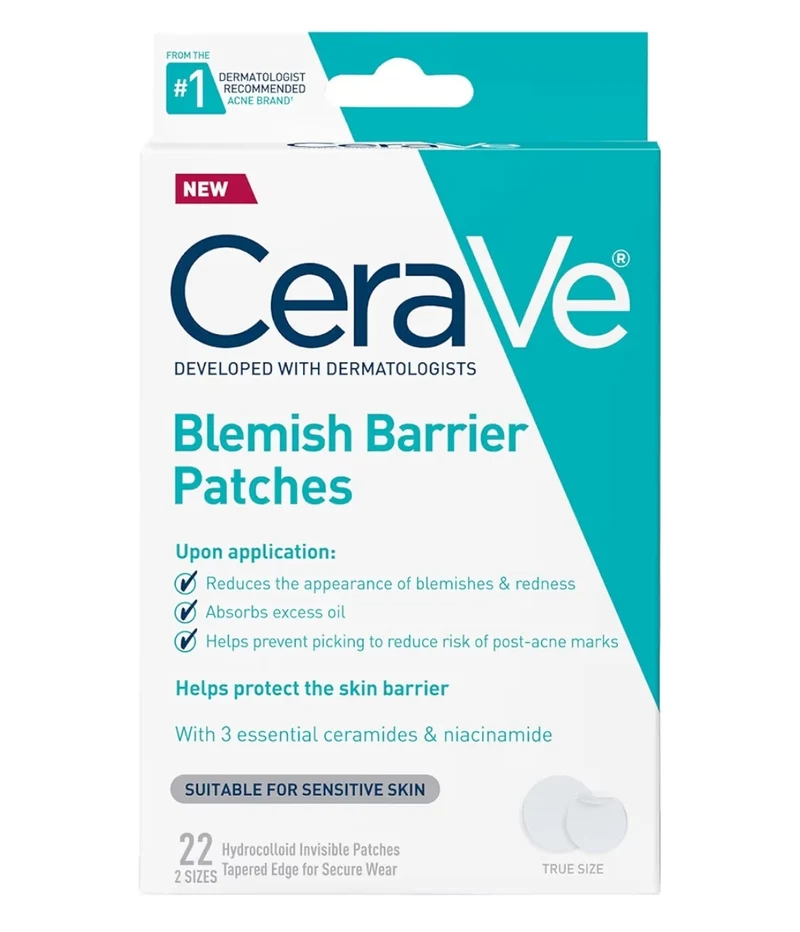 CeraVe Hydrocolloid Blemish Patches, Oil Absorbing Spot Control w/ Ceramides and Niacinamide - All Skin Tones (22ct)