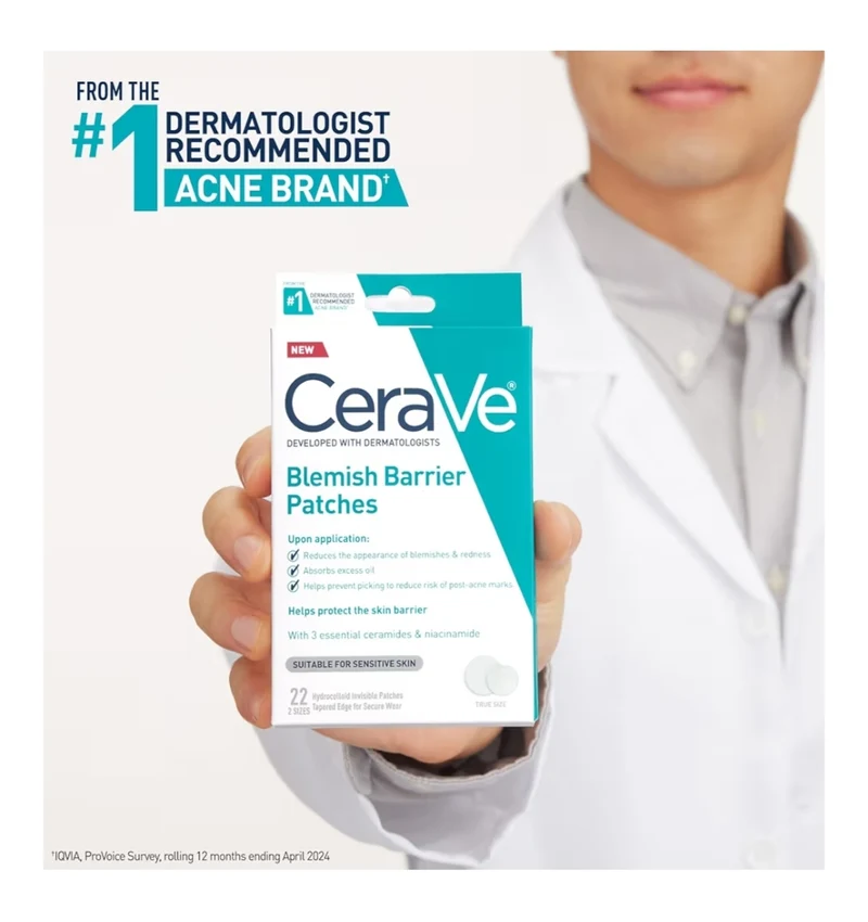 CeraVe Hydrocolloid Blemish Patches, Oil Absorbing Spot Control w/ Ceramides and Niacinamide - All Skin Tones (22ct)