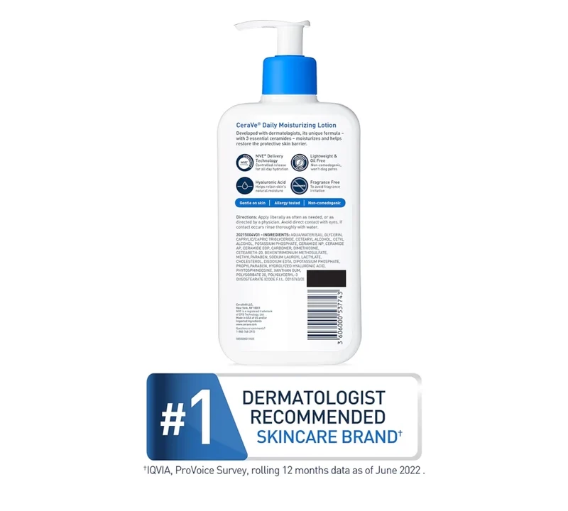 CeraVe Daily Moisturizing Lotion for Dry Skin, Body Lotion & Face Moisturizer w/ Hyaluronic Acid and Ceramides (19 Oz)