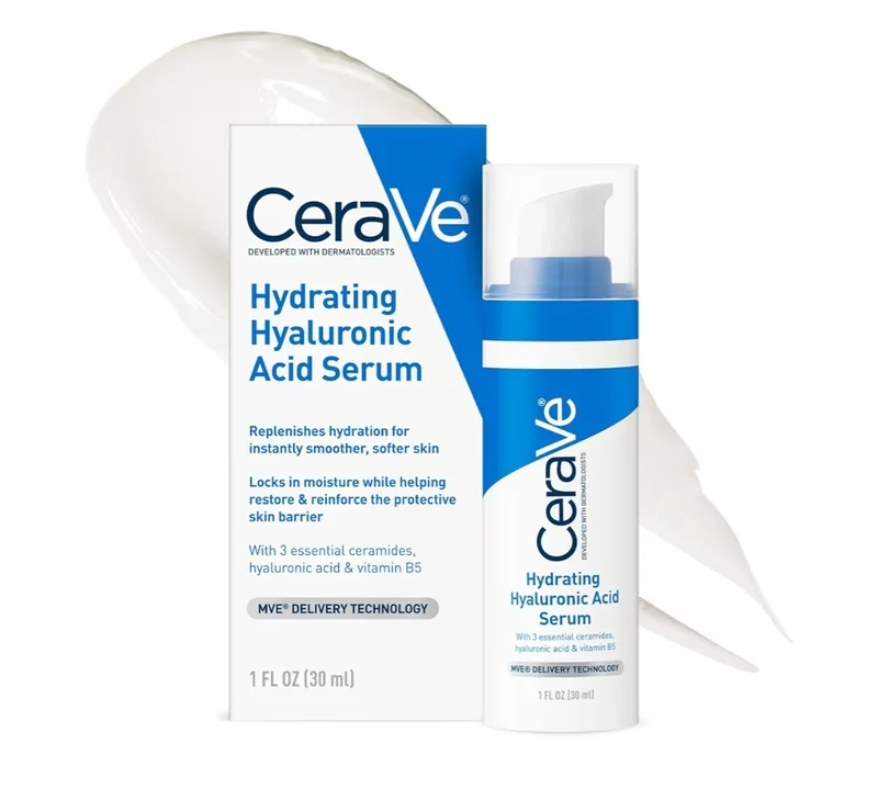 Cerave Hyaluronic Acid Serum for Face with Vitamin B5 and Ceramides, Hydrating Face Serum for Dry Skin, Fragrance Free (1 Oz)