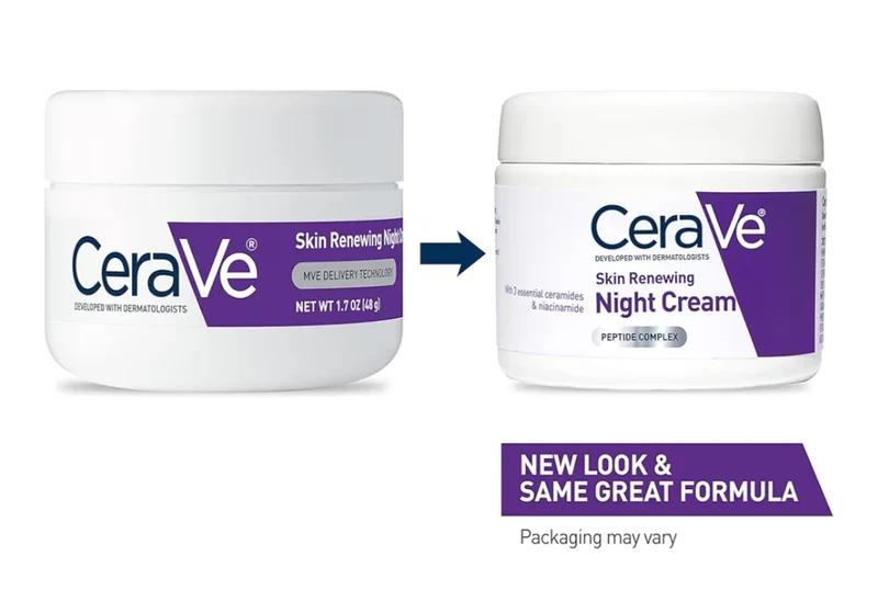 CeraVe Skin Renewing Night Cream, Niacinamide, Peptide Complex, and Hyaluronic Acid Moisturizer 1.7 Oz - Packaging may Vary