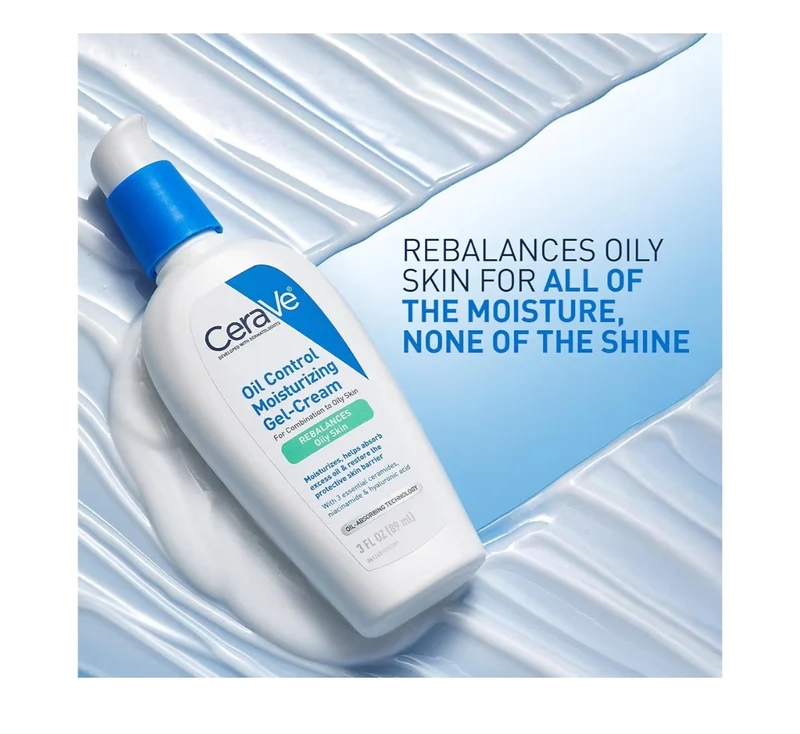 CeraVe Oil Control Moisturizing Gel-Cream, Face Moisturizer for Oily Skin, Niacinamide, Hyaluronic Acid & Oil Absorbing - Fragrance Free & Oil-Free