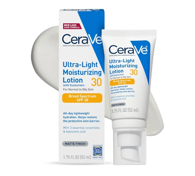 CeraVe Ultra-Light Moisturizing Lotion w/ SPF 30, Daily Face Moisturizer Formulated with Hyaluronic Acid & Ceramides -1.7 oz