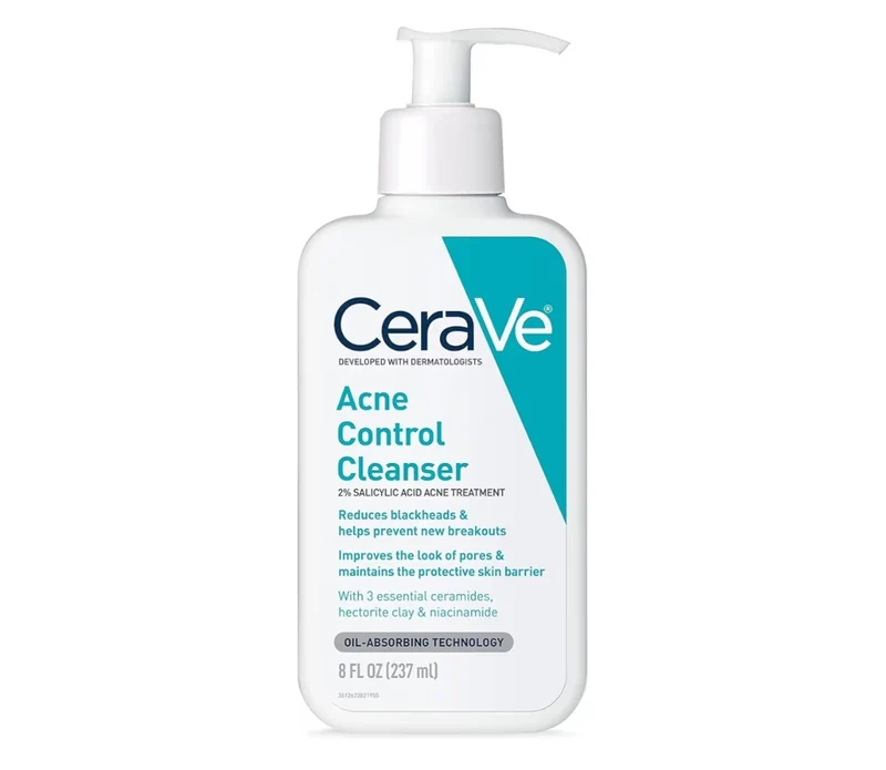 CeraVe Acne Treatment Face Wash, Salicylic Acid Cleanser w/ Purifying Clay, Niacinamide, and Ceramides (8 oz)