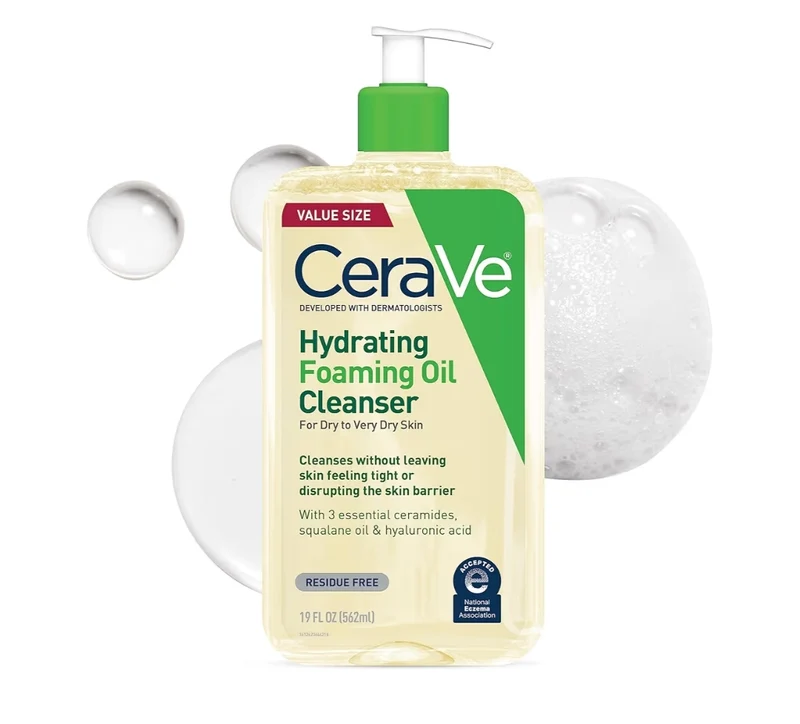 CeraVe Hydrating Foaming Oil Cleanser, Moisturizing Oil Cleanser for Face & Body, Squalane Oil + Hyaluronic Acid + Ceramides - 19 oz