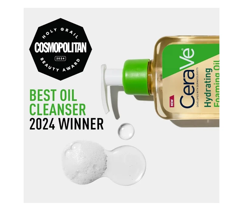 CeraVe Hydrating Foaming Oil Cleanser, Moisturizing Oil Cleanser for Face & Body, Squalane Oil + Hyaluronic Acid + Ceramides - 19 oz