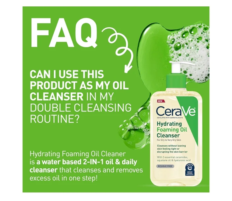 CeraVe Hydrating Foaming Oil Cleanser, Moisturizing Oil Cleanser for Face & Body, Squalane Oil + Hyaluronic Acid + Ceramides - 19 oz