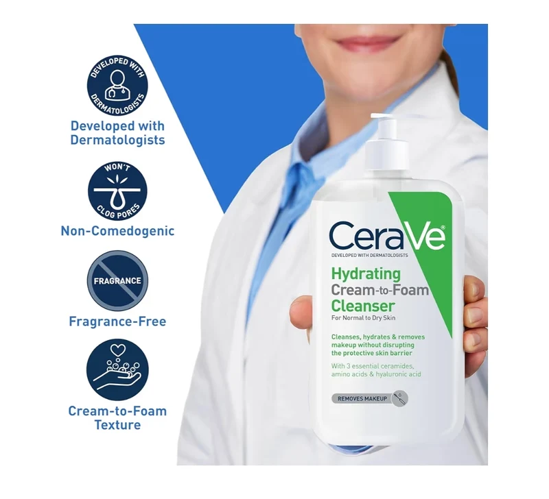 CeraVe Hydrating Foaming Oil Cleanser, Moisturizing Oil Cleanser for Face & Body, Squalane Oil + Hyaluronic Acid + Ceramides - 19 oz