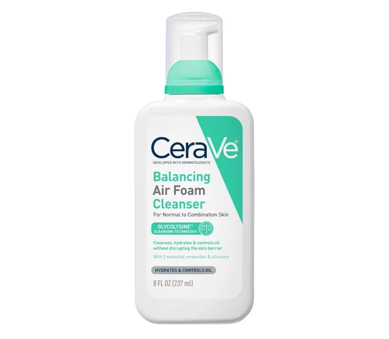 CeraVe Balancing Air Foam Face Wash, Foaming Facial Cleanser For Combination Skin, 8HR Oil Control + 24HR Hydration - 8oz
