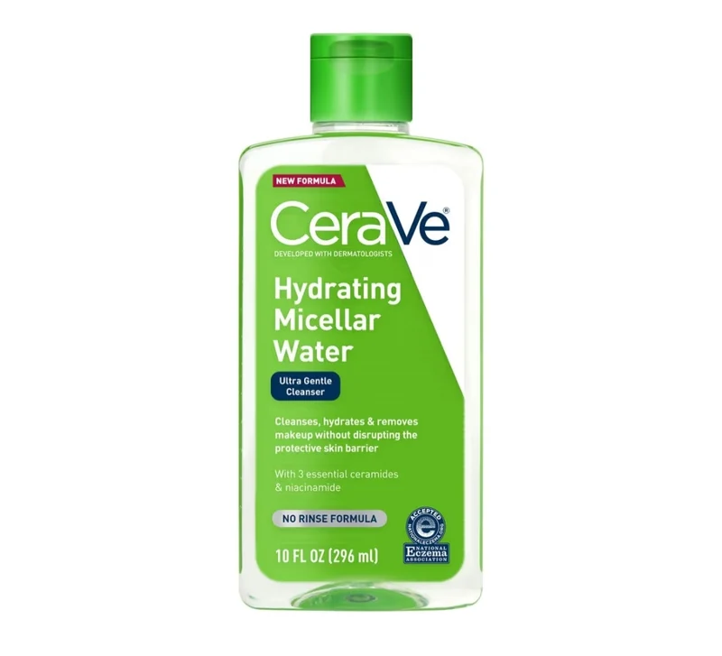 CeraVe Micellar Water, Hydrating Facial Cleanser & Eye Makeup Remover w/ Niacinamide, Ceramides & Glycerin, Fragrance-Free (10 Oz)