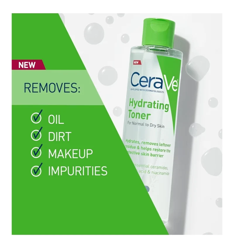CeraVe Hydrating Toner for Face Non-Alcoholic w/ Hyaluronic Acid, Niacinamide, and Ceramides for Sensitive Dry Skin, Fragrance-Free (6.8 Fl Oz)