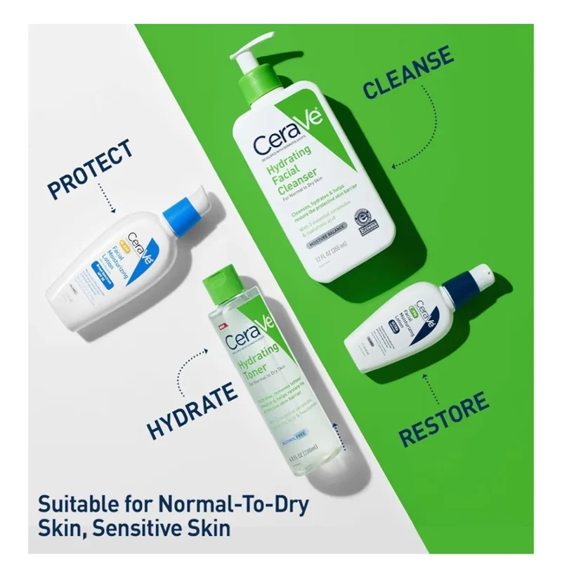 CeraVe Hydrating Toner for Face Non-Alcoholic w/ Hyaluronic Acid, Niacinamide, and Ceramides for Sensitive Dry Skin, Fragrance-Free (6.8 Fl Oz)
