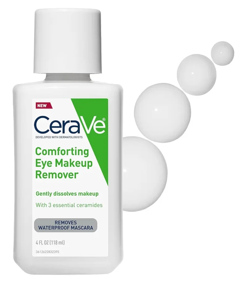 CeraVe Eye Makeup Remover w/ Hyaluronic Acid and Ceramides, Waterproof, Non-Comedogenic, Fragrance Free -(4 oz)