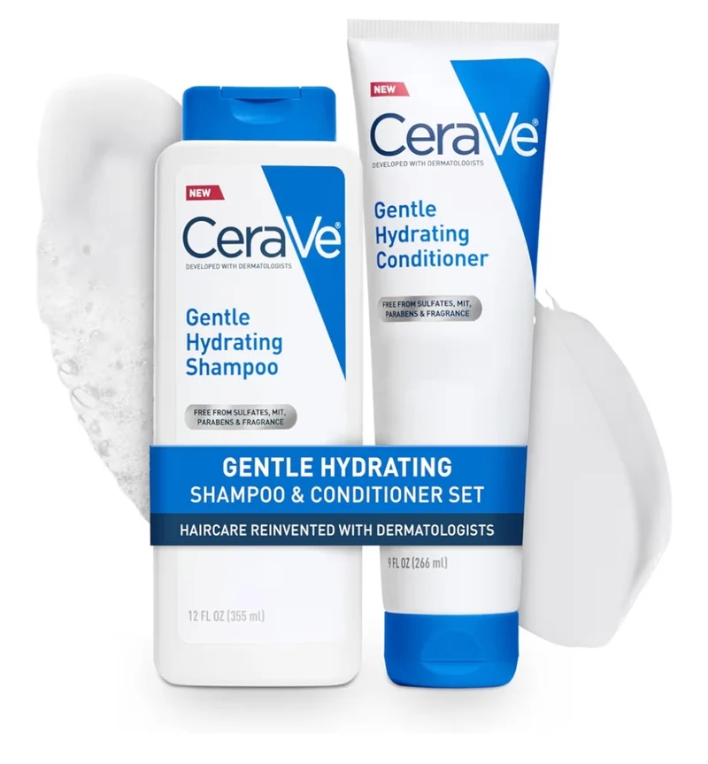 CeraVe Gentle Hydrating Shampoo and Conditioner Set, w/ Ceramides, Niacinamide & Hyaluronic Acid For Soft - For All Hair Types