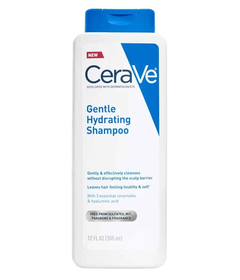 CeraVe Gentle Hydrating Shampoo, w/ Ceramides, Niacinamide & Hyaluronic Acid Sulfate Free & Color Safe Shampoo, For All Hair Types (12 Oz)