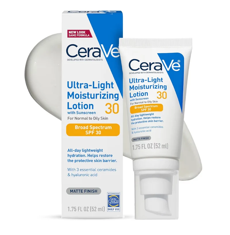 CeraVe Ultra-Light Moisturizing Lotion w/ SPF 30 Formulated with Hyaluronic Acid & Ceramides - Matte Finish (1.7 Ounce)