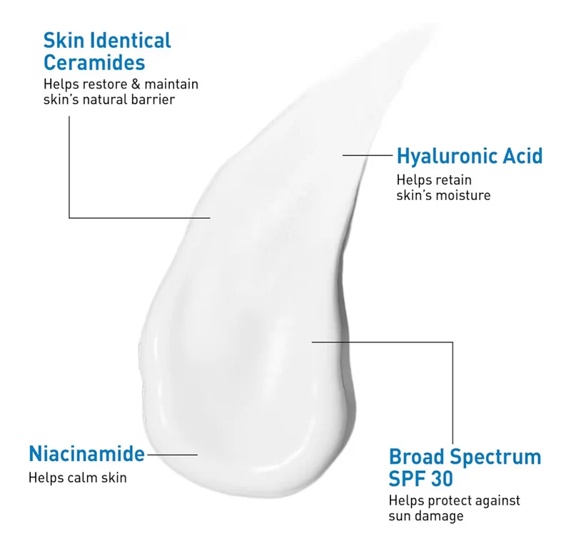 CeraVe AM Facial Moisturizing Lotion SPF 30, Oil-Free Face Moisturizer Hyaluronic Acid, Niacinamide & Ceramides (3 Oz)