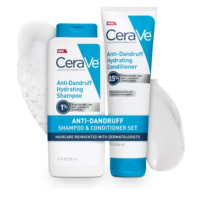 CeraVe Hydrating Anti Dandruff Shampoo and Conditioner Set, Pyrithione Zinc Treatment w/ Ceramides, Hyaluronic Acid & Niacinamide