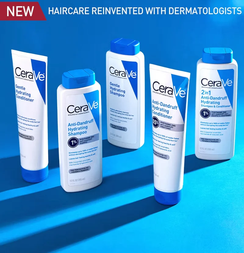 CeraVe 2 In 1 Hydrating Anti Dandruff Shampoo And Conditioner, 1% Pyrithione Zinc Dandruff Treatment - Color Safe & Sulfate Free