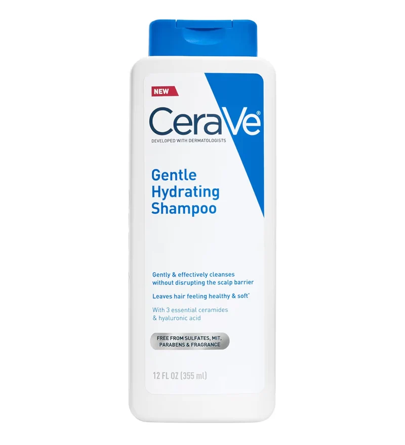 CeraVe Gentle Hydrating Shampoo w/ Ceramides, Niacinamide & Hyaluronic Acid for All Hair Types (12 Oz)