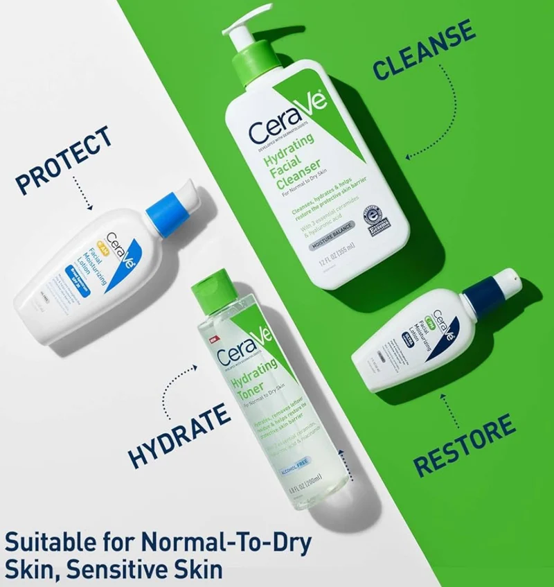 CeraVe Hydrating Toner w/ Hyaluronic Acid, Niacinamide, and Ceramides for Sensitive Dry Skin Full Size (6.8 Fl Oz)